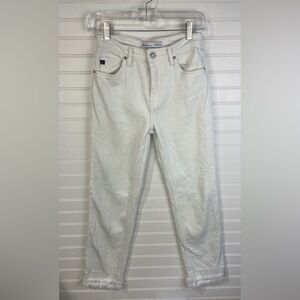 Kancan For Maurice’s White Denim Cropped Straight Frayed Jeans 26 Women’s EUC